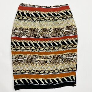 Silk Club Animal Print Stripe Silk‎ Lined Straight Pencil Skirt Womens Size 4